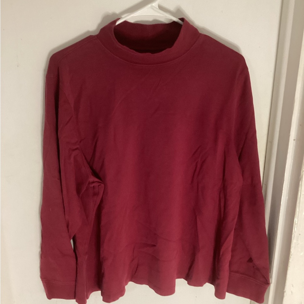 L.L. Beans Womens Mock Turtleneck Dark Red Size 2X Reg